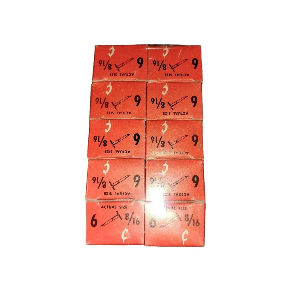 Vintage‎ 1961 Cross Upholsterers Tacks blued Cut Tacks #6 set of 10 pack 8/16